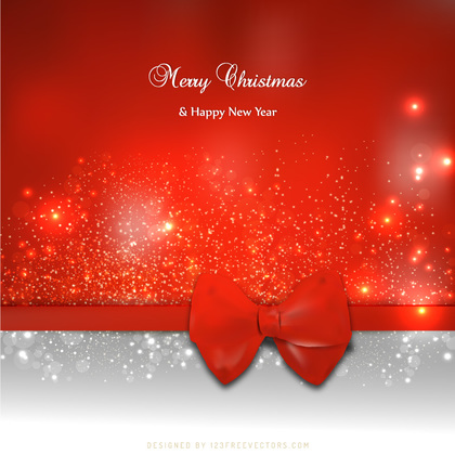 Red Christmas Card Background Template with Bow
