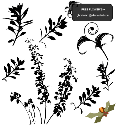 Flower Plant Silhouettes Free Vector