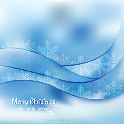 Merry Christmas Light Blue Background with Snowflakes