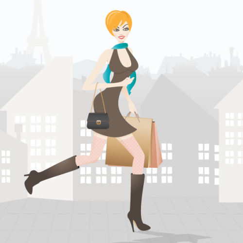 Shopping Girl in Paris – Free Vector