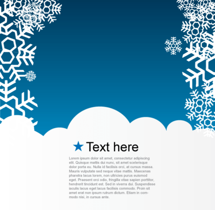 Vector Christmas Greeting Card with Snowflakes on Blue Background