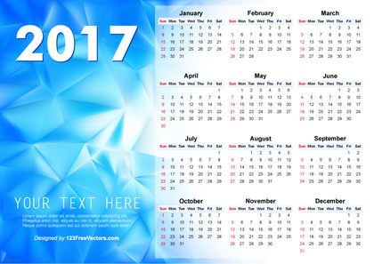 Vector Abstract Blue Calendar 2017