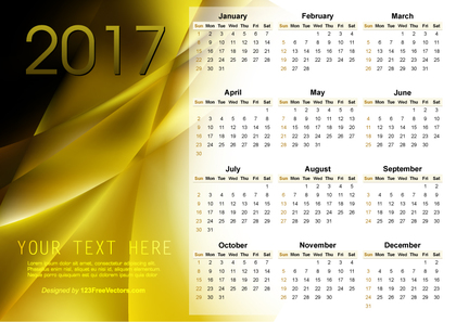 Vector Golden Calendar 2017
