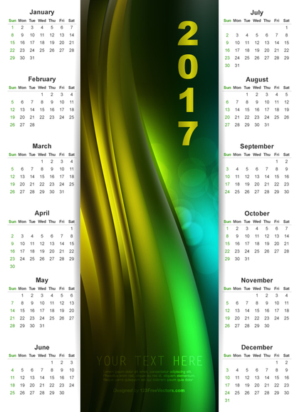 2017 Wall Calendar Graphic Design