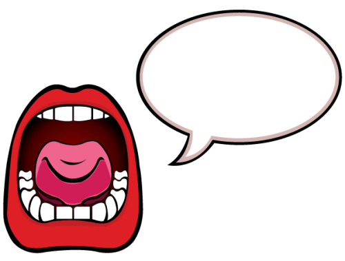 Open Mouth with Speech Bubble Vector Illustration