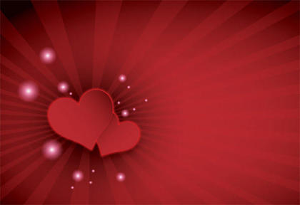 Happy Valentine’s Day Red Hearts on Sunburst Background Vector Image