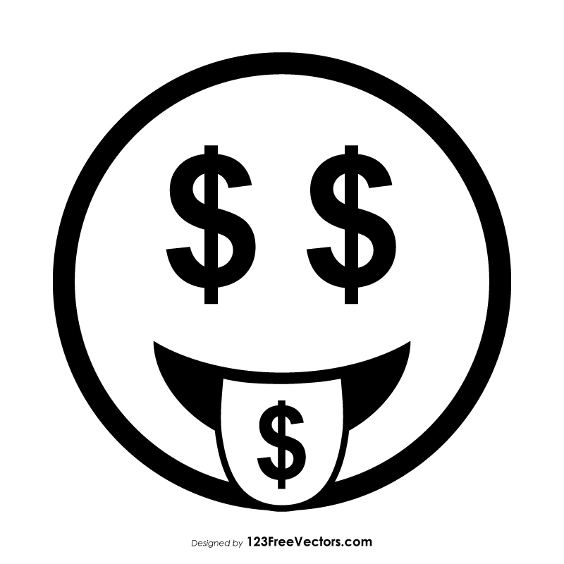 Money-Mouth Face Emoji Outline