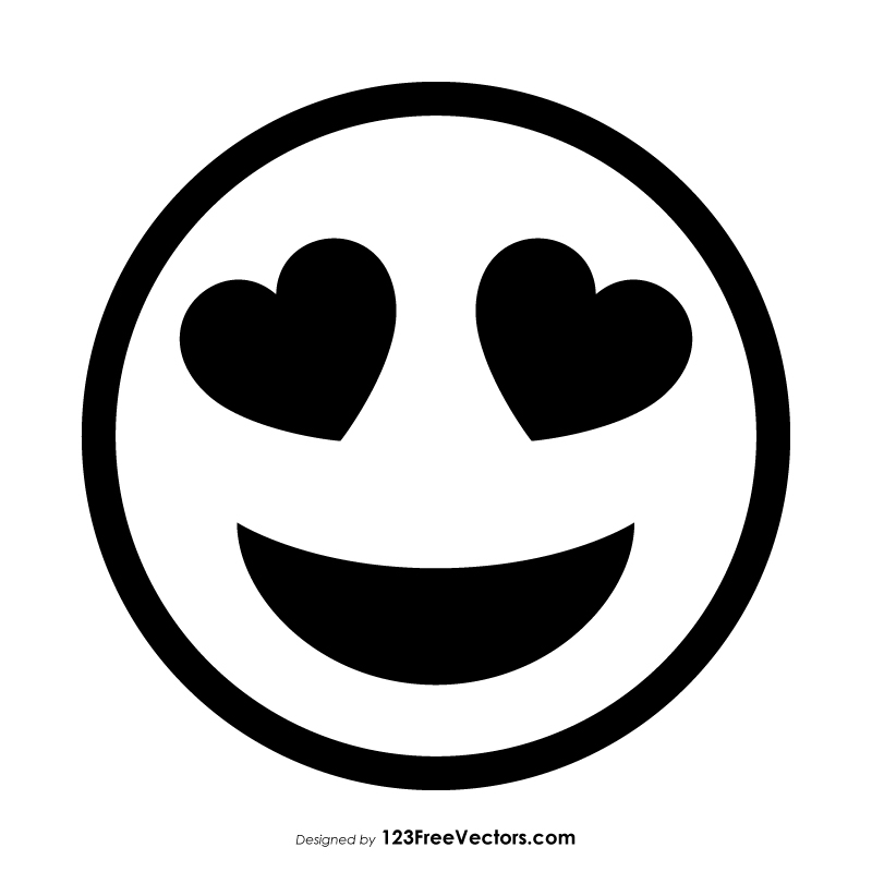 Smiling Face with Heart-Eyes Emoji Outline
