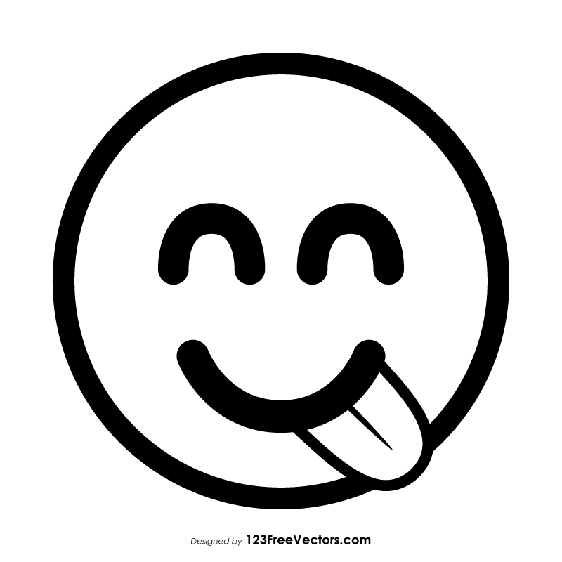 Face Savoring Food Emoji Outline Vector Download