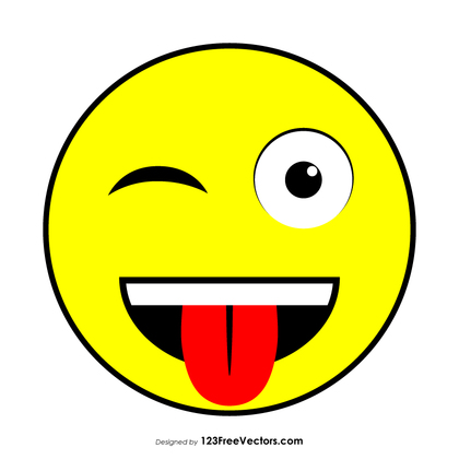 Flat Winking Face with Tongue Emoji Vector