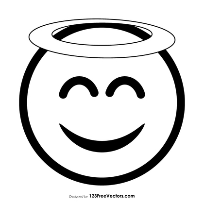 Smiling Face with Halo Emoji Outline Vector Free