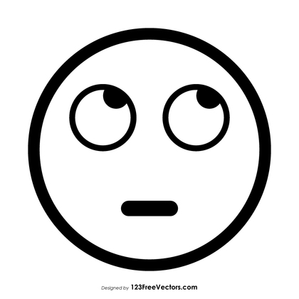 Face with Rolling Eyes Emoji Outline Vector Free