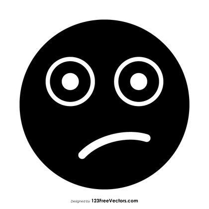 Black Confused Face Emoji Vector