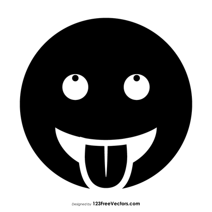 Black Face with Tongue Emoji Vector