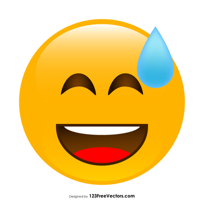 Grinning Face with Sweat Emoji Vector Download