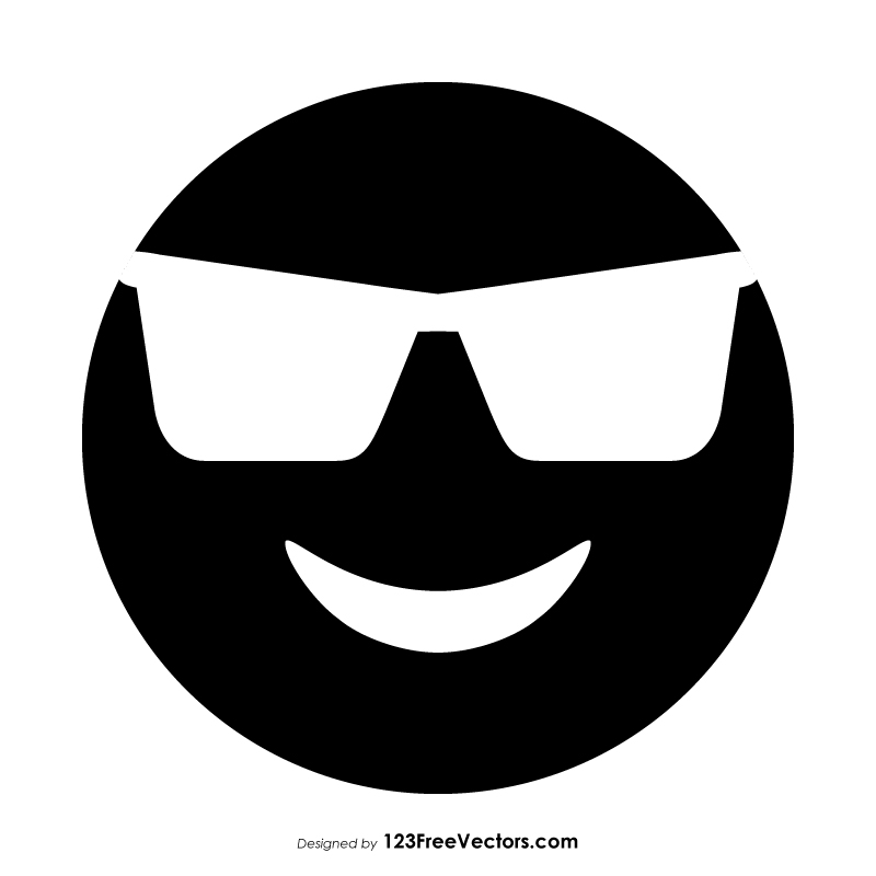 Black Smiling Face with Sunglasses Emoji