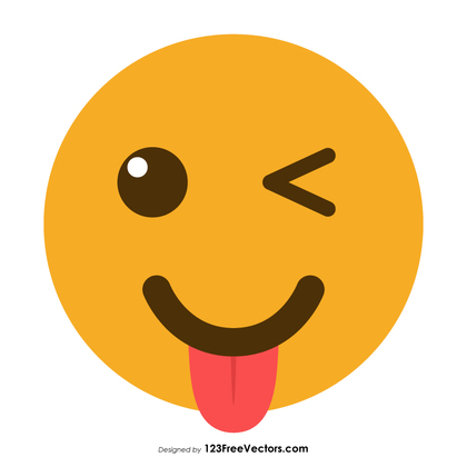 Winking Face with Tongue Emoji Icons Vector