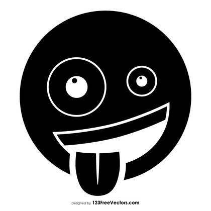 Black Zany Face Emoji Vector