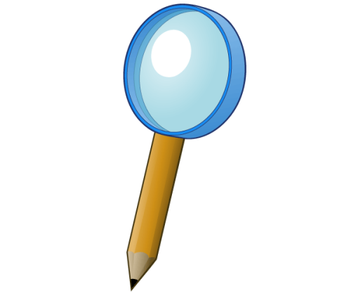 Magnifying Glass with Pencil Vector Art