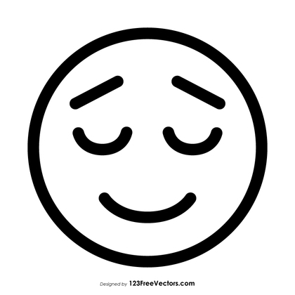 Relieved Face Emoji Outline Vector Free