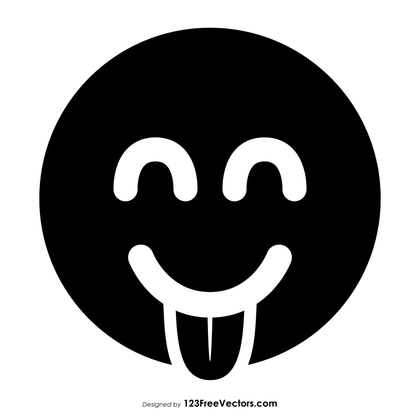 Black Face with Tongue Emoji Vector Free
