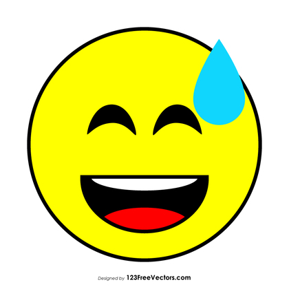 Grinning Face with Sweat Emoji Vector
