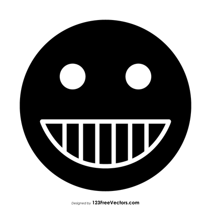 Black Grinning Face with Smiling Eyes Emoji Clipart