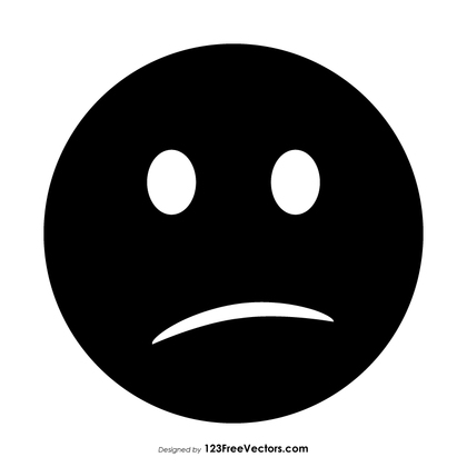 Black Confused Face Emoji Icons Vector