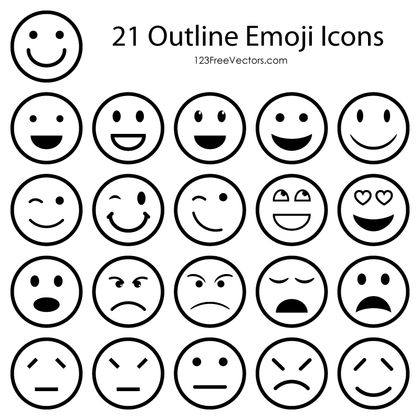 Outline Emoticons Free Vector Pack