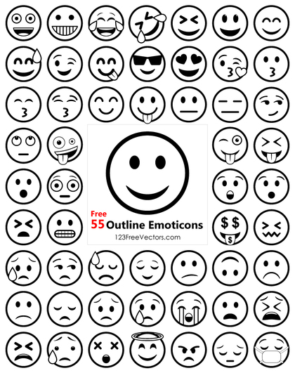 Outline Emoji Icons Free Pack