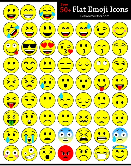 Flat Emoji Icons Free Vector Pack