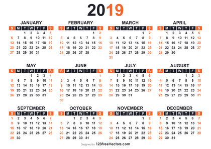 2019 Free Printable Calendar Templates