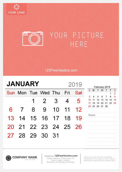Wall Calendar January 2019