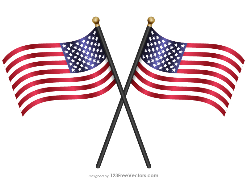 Crossed American Flags