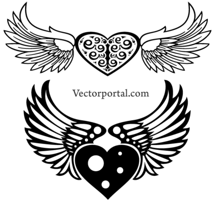 Free Winged Heart Vector Image