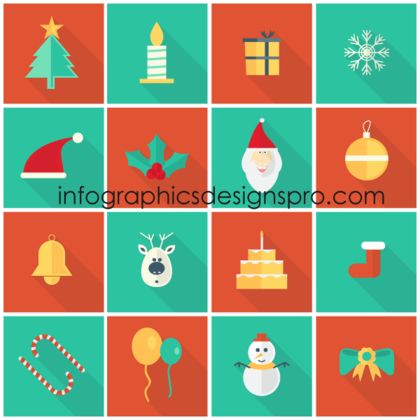 Vector Flat Christmas Icons Set Free