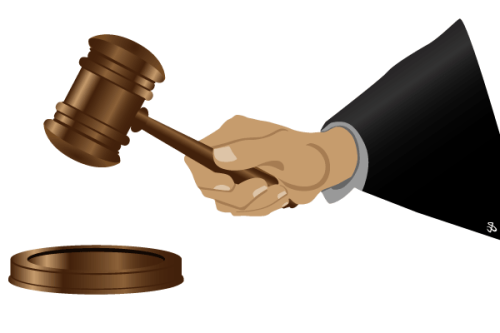 Hand Knocking Gavel Vector Art
