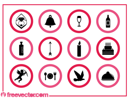 Love and Marriage Icons Vector Graphics