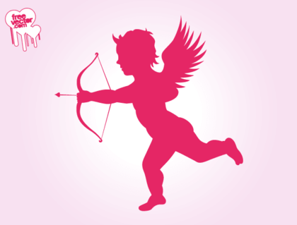 Flying Cupid Silhouette Vector Image