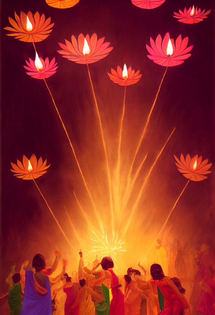 People Celebrating Diwali Image