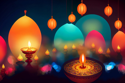 Colorful Diwali Diya Background Image