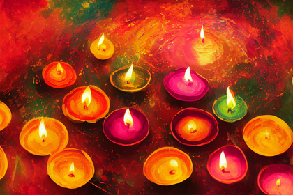 Colorful Diwali Diya Background Design