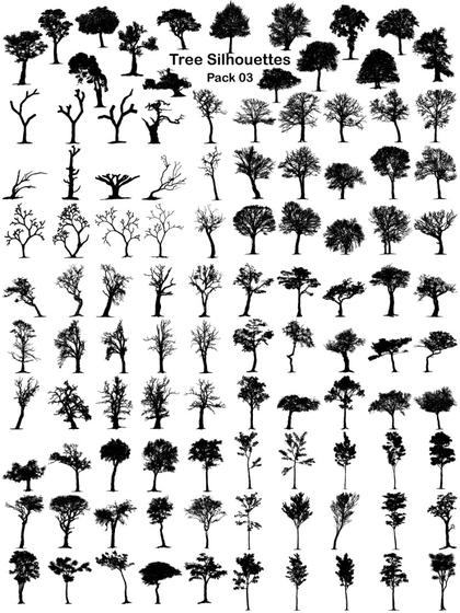 Tree Silhouettes Vector and Photoshop Brush Pack-03