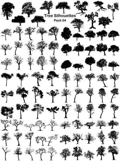 Tree Silhouettes Vector and Photoshop Brush Pack-04