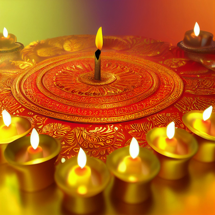 Gold Diwali Diya Background Design
