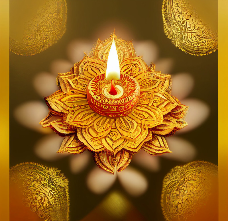 Gold Diwali Greeting Design