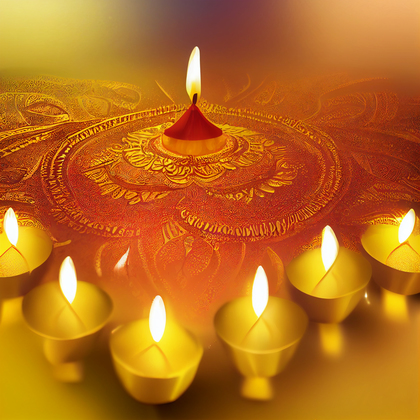 Gold Happy Diwali Card Design