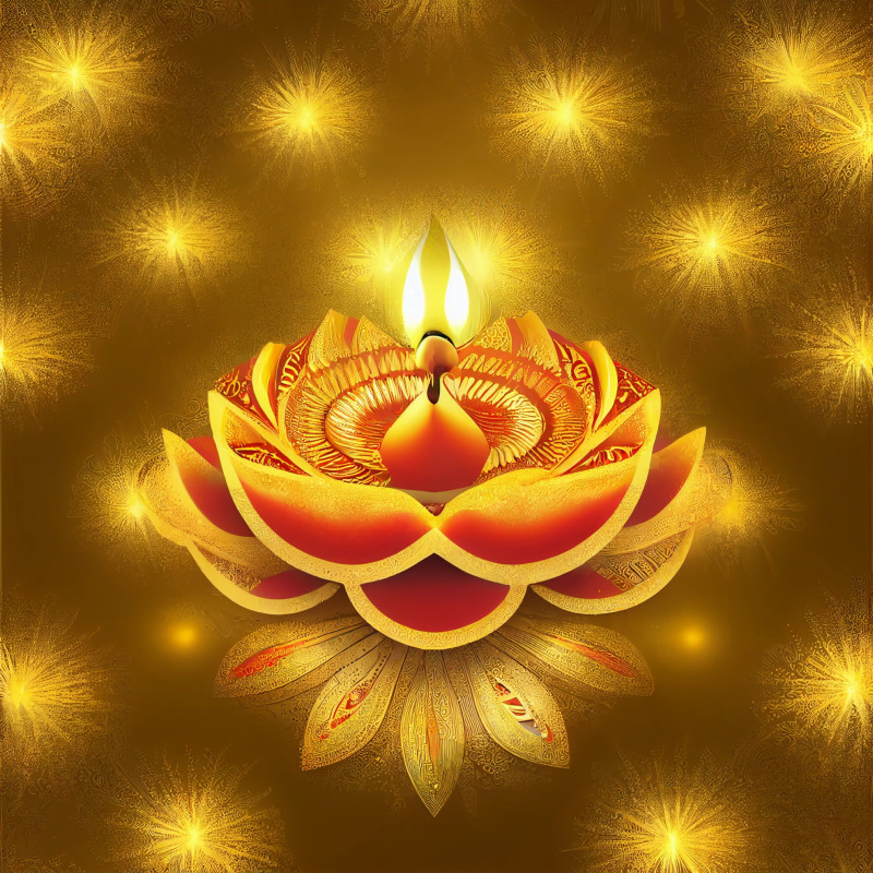 Gold Happy Diwali Card Image