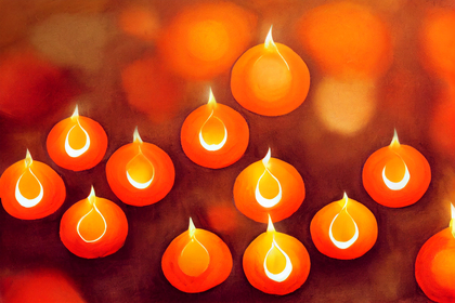 Orange Happy Diwali Card Image