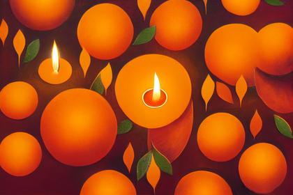 Orange Diwali Diya Background Design